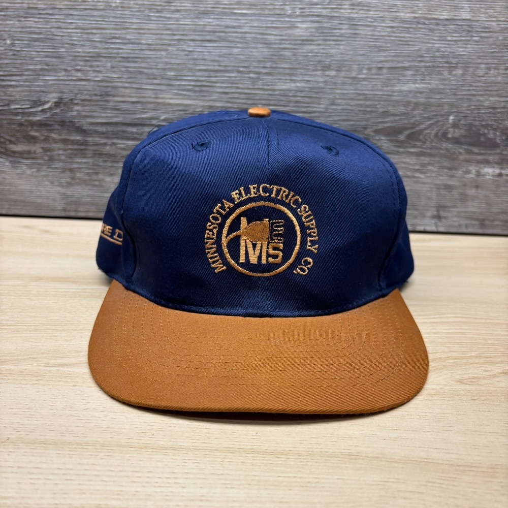 Vintage Minnesota Electric Supply Co Hat Cap Snap Back Blue Brown Square D Promo